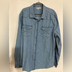 FRYE XLT chambray denim button-down, long sleeve shirt, rodeo farm NWT